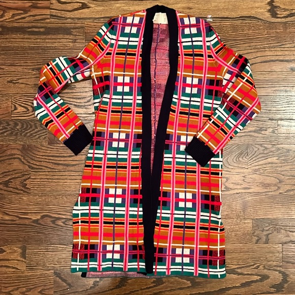 Adorable Anthropologie sweater size XS. Split sides. Bright Christmas cardigan. - Picture 2 of 4